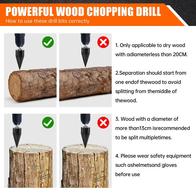 🔥 HOT DEAL  🔥 WOOD LOG SPLITTER FIREWOOD DRILL BIT